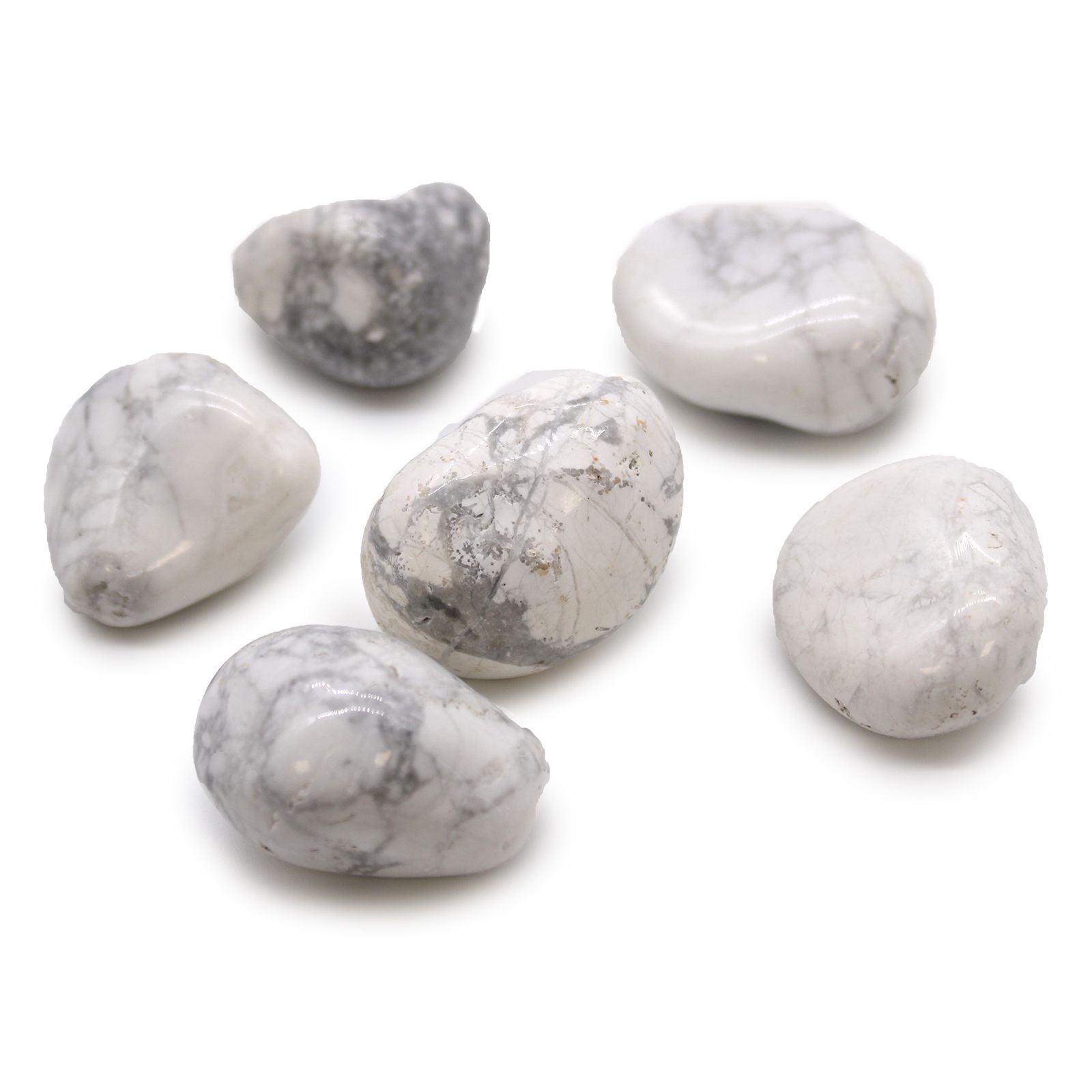 Pierres Roulées Howlite Blanche Afrique L (6 Pcs)