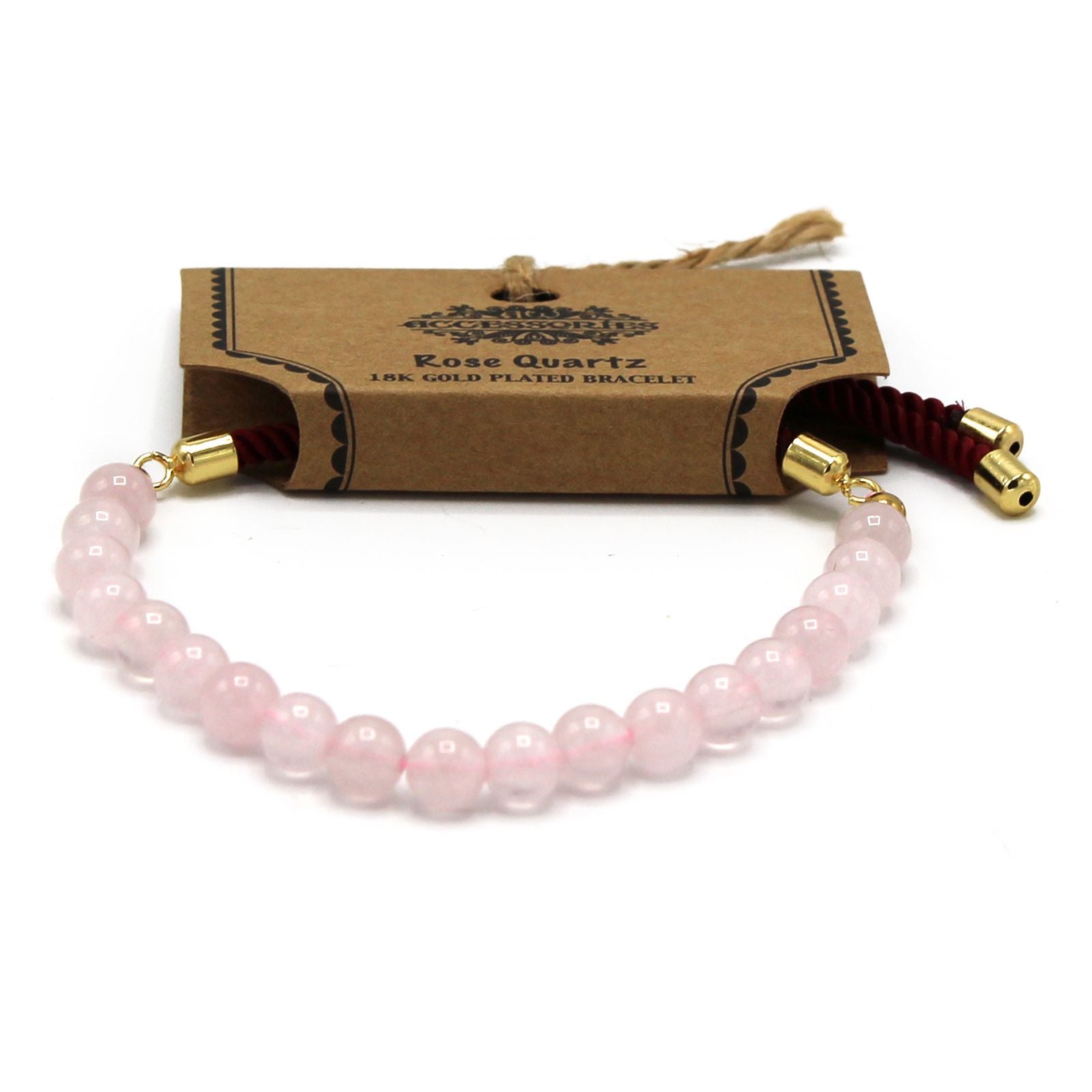 Bracelet Cordon Quartz Rose - Plaqué Or 18K