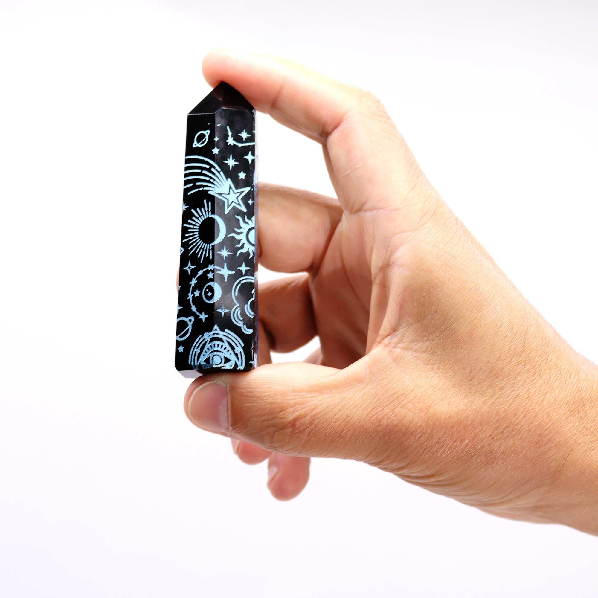 Pointe Obsidienne Noire - Bleu Ciel (9cm)