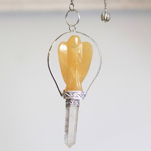 Pendule Divinatoire Ange Quartz Jaune