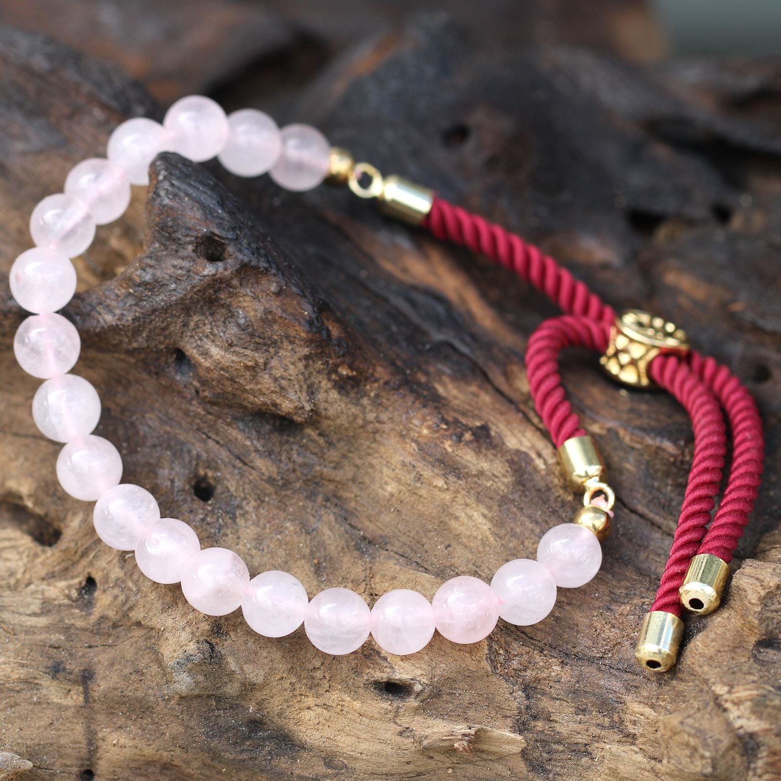 Bracelet Cordon Quartz Rose - Plaqué Or 18K