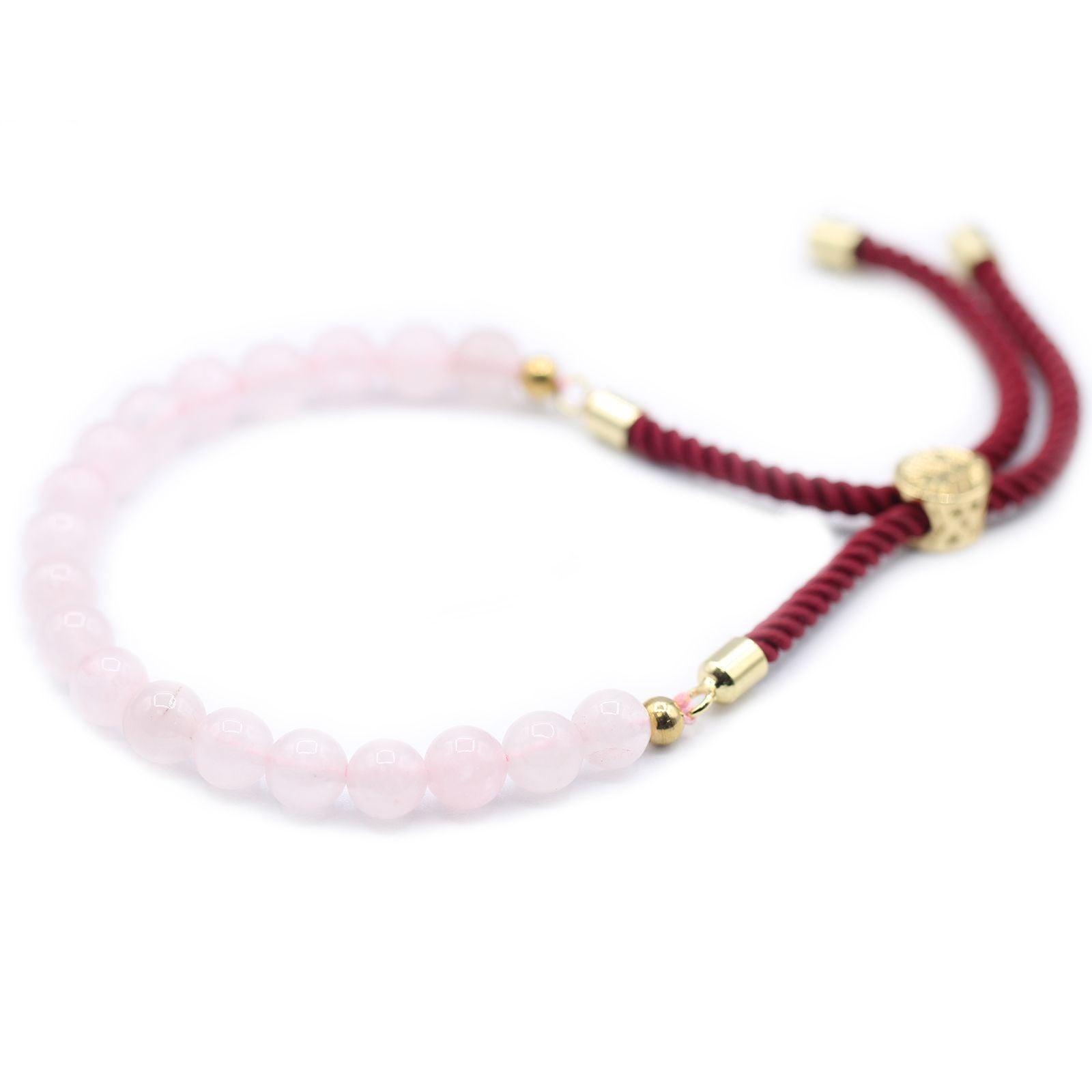 Bracelet Cordon Quartz Rose - Plaqué Or 18K