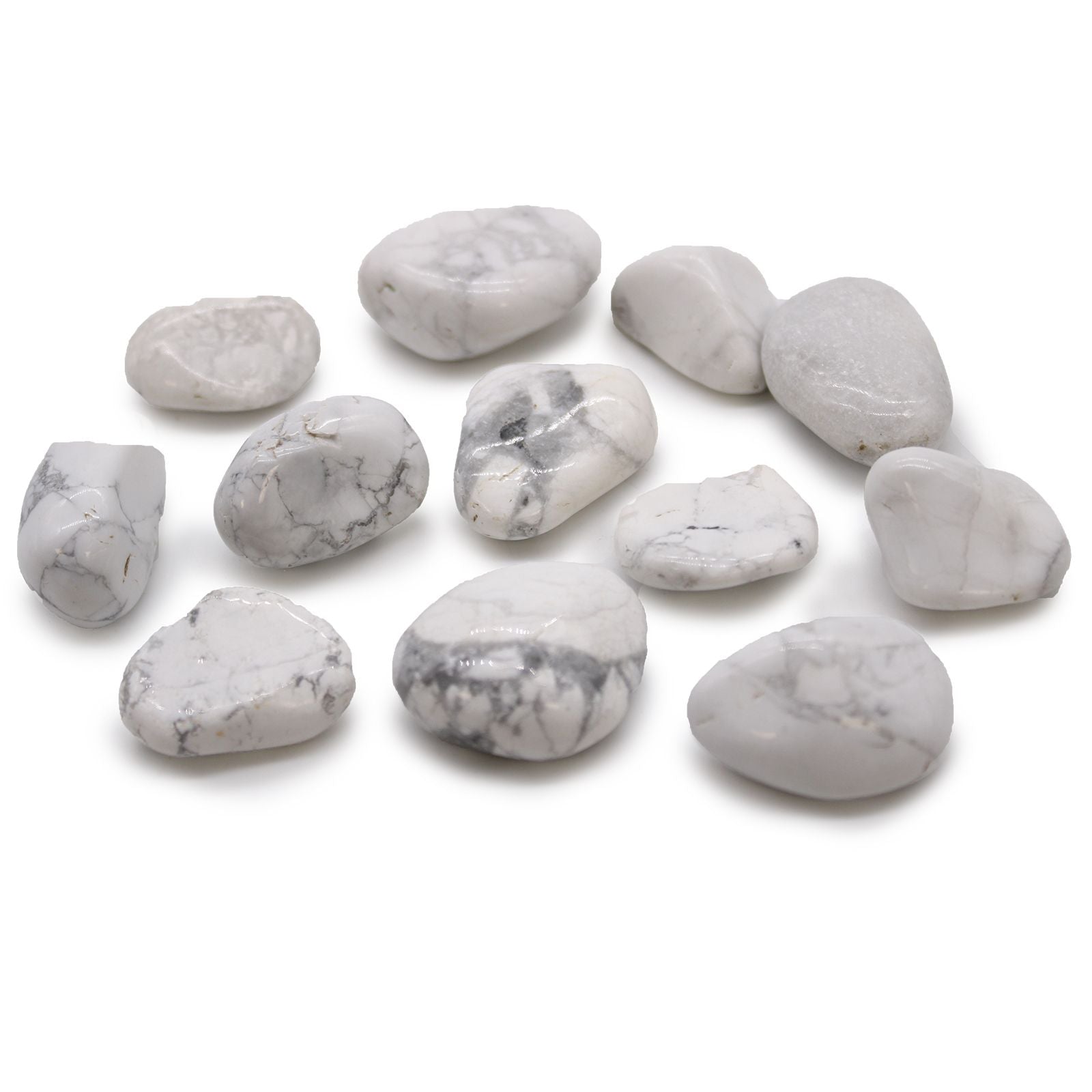 Pierres Roulées Howlite Blanche Afrique M (12 Pcs)