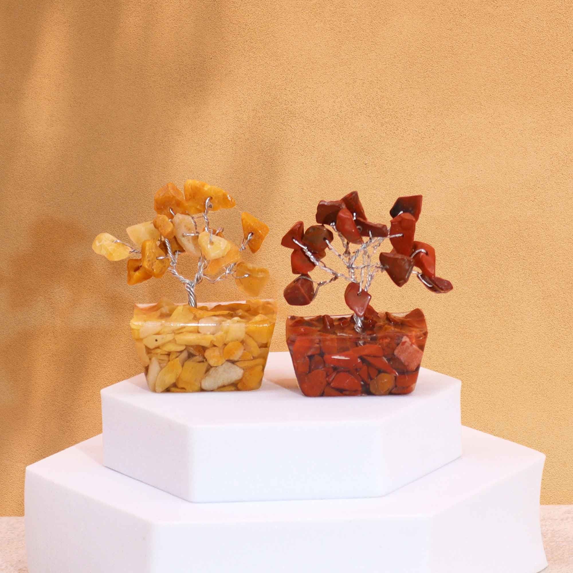 Mini Arbres de Vie Assortis sur Orgonite (12 Pcs, 15 pierres)