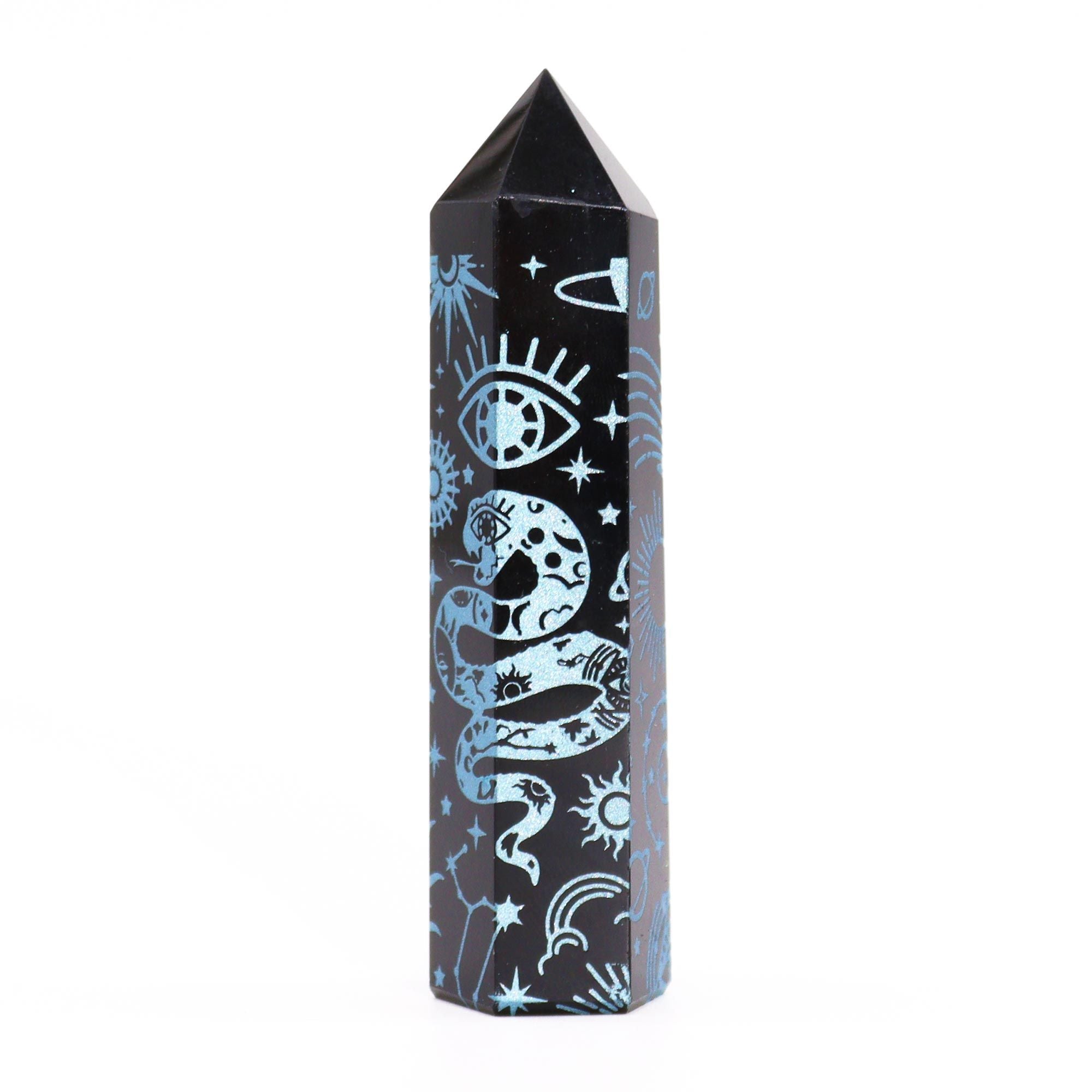 Pointe Obsidienne Noire - Bleu Ciel (9cm)